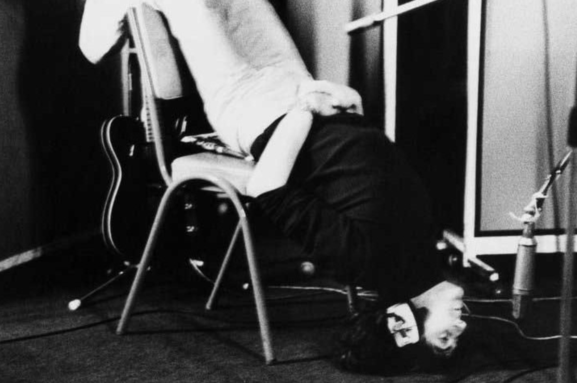 This is not as dramatic as that sounds. When recording “Tomorrow Never Knows”, John Lennon wanted a particular, distorted echoey sound on his voice. His only idea was to tie himself upside down to a ceiling fan, turn it on, and start recording. Eventually the engineer Geoff Emerick convinced him to just use a different speaker. 